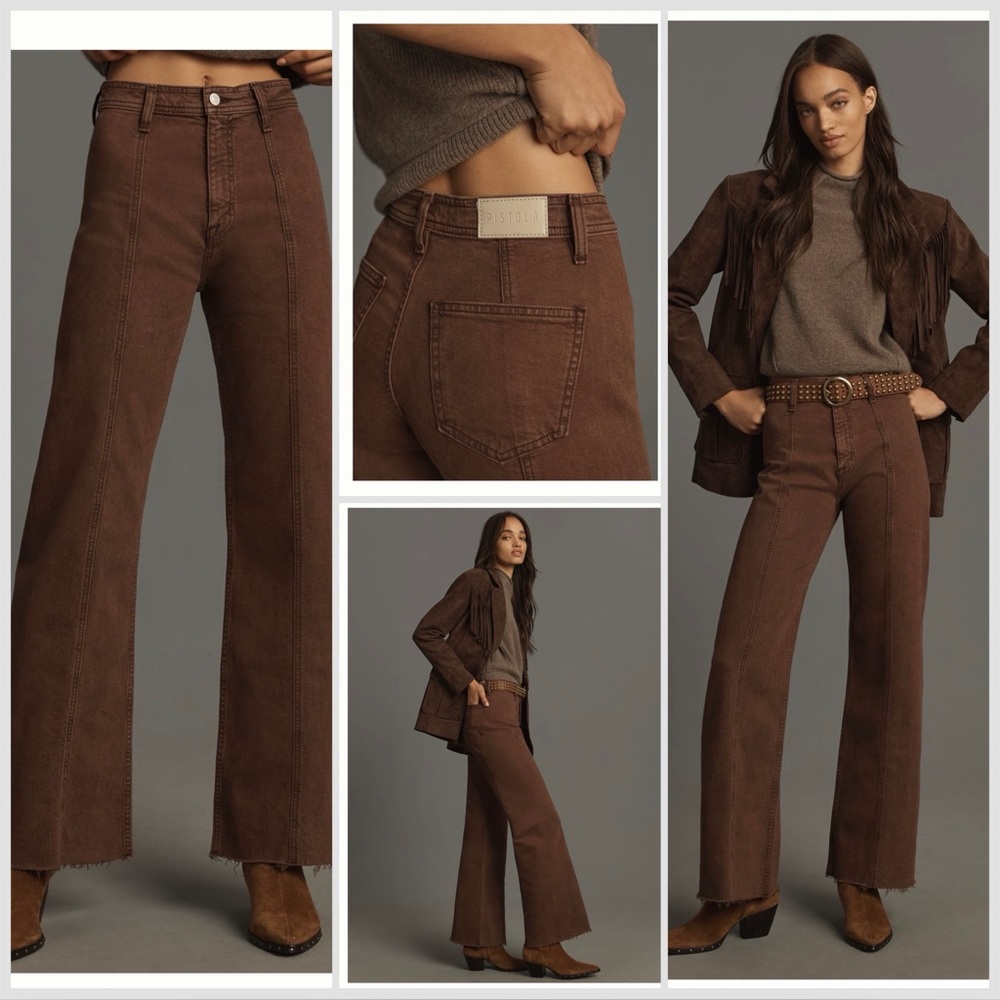 PISTOLA Penny Seamed Wide Leg in
Dark Roast SIZE 25
